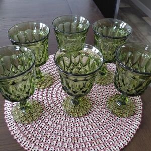 Vintage Noritake "Perspective" Elegant Green Glass Goblet Set
